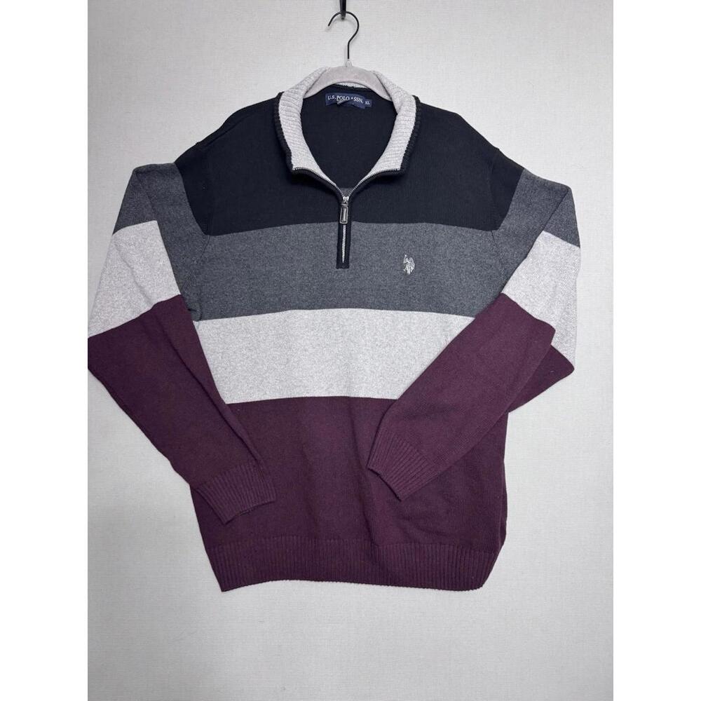U.S. Polo Assn. Men's Quarter Zip Cotton Pullover XL Mock Neck Preppy